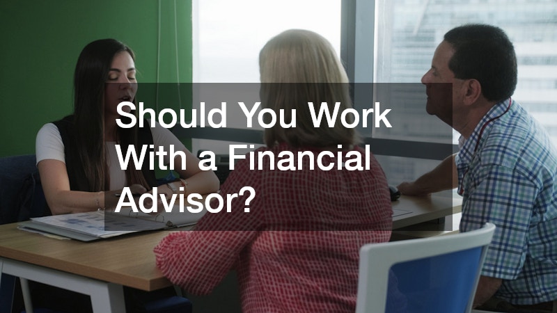 a senior couple talking to a financial advisor
